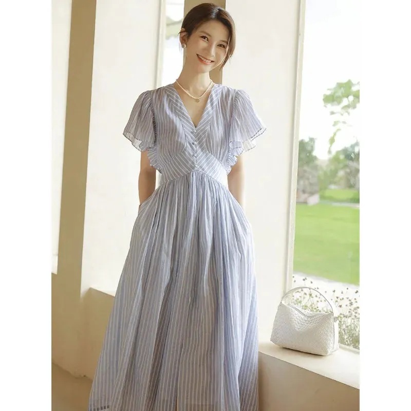Summer retro elegant blue bodysuit
