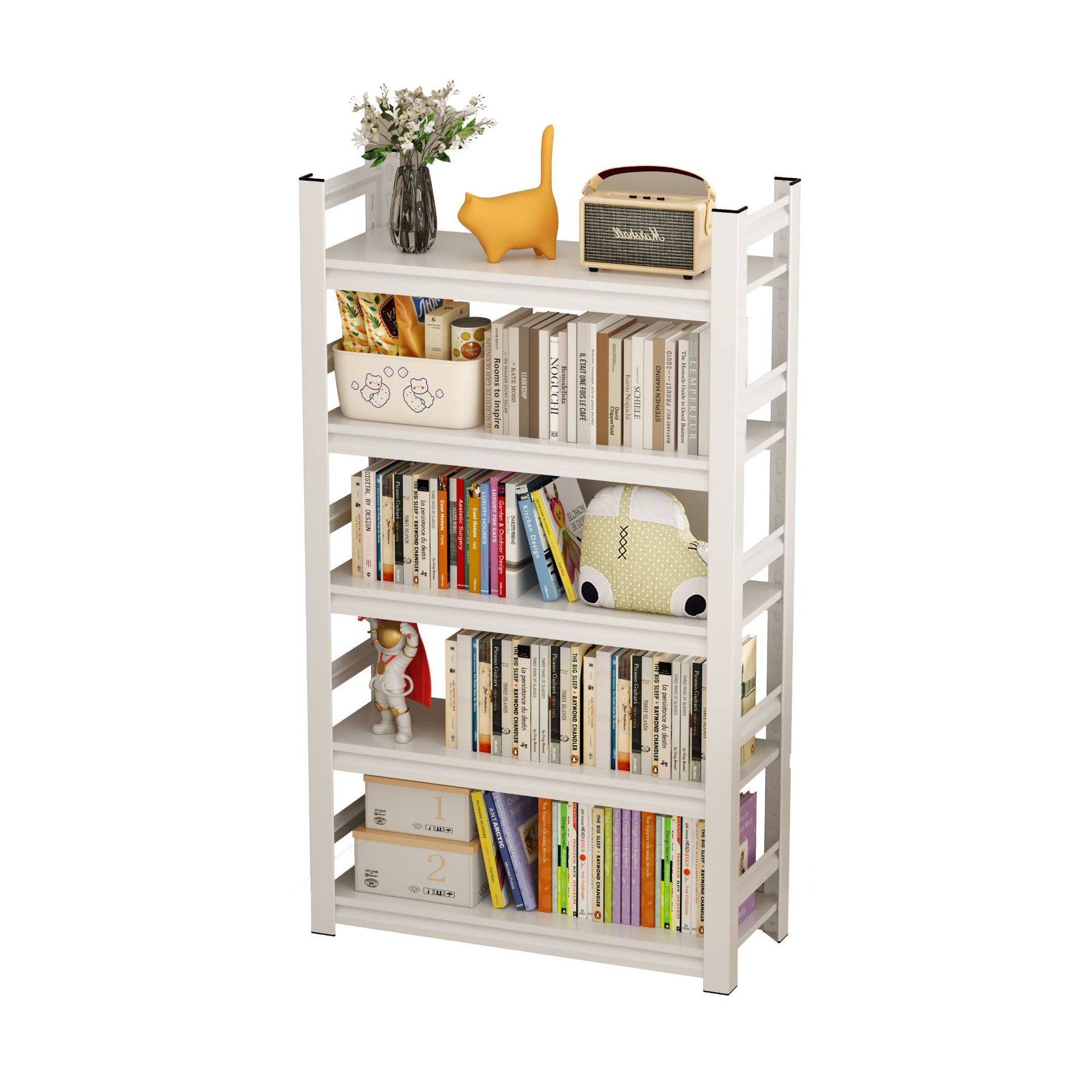 Estantería infantil para el hogar, estantería de almacenamiento de pie para sala de estar, estantería de almacenamiento para libros de estudiantes, estantería de acero.