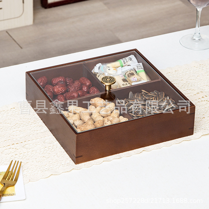 新中式实木干果盒喜糖点心零食收纳盒糖果盒客厅桌面月饼干果木盒|undefined