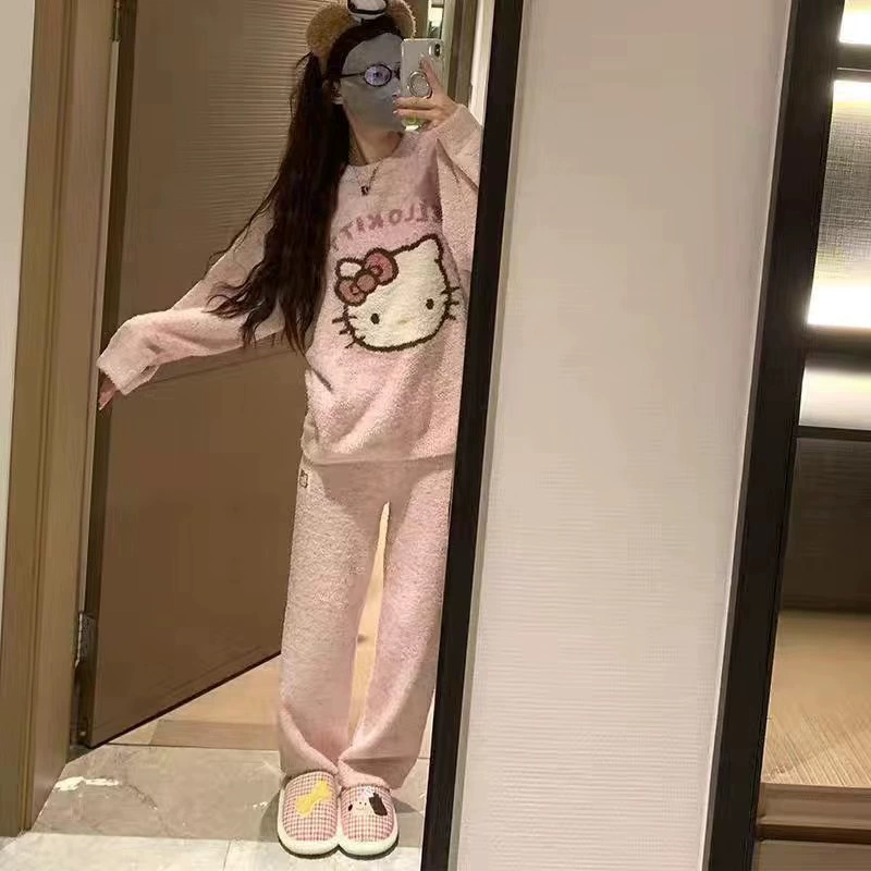 Свитер (Hello Kitty) вязаный фуксия, с круглым воротом, демисезонный, размеры S–XL