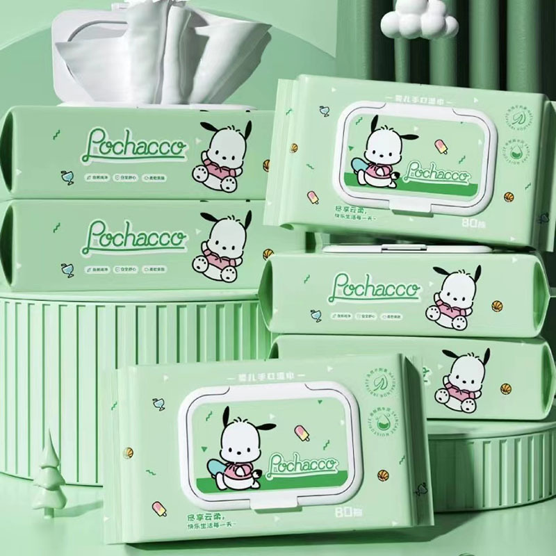 kt貓帕恰狗濕巾80抽兒童一次性手口清潔濕紙巾嬰兒濕巾抽取式