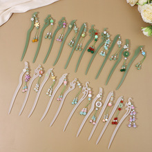 古风流苏仿玉发簪板材盘发新中式汉服精雕头饰日常挽发古装发钗女