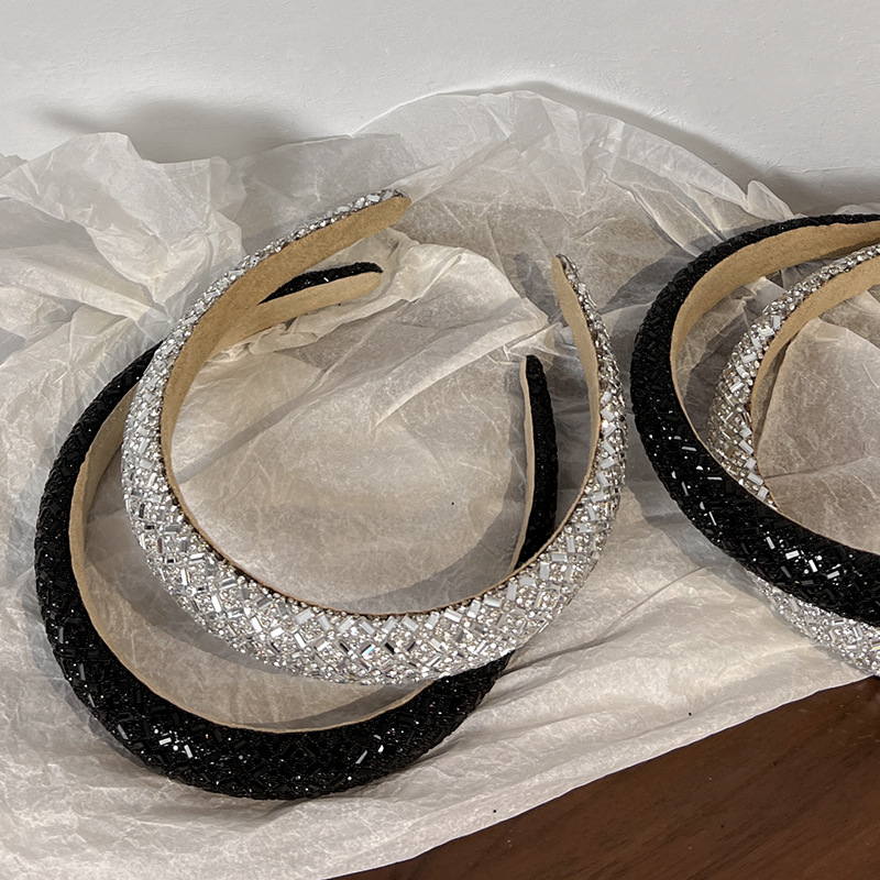 Haut de crâne haut de gamme, sensation haut de gamme, diamant complet, bandeau pour cheveux à pression en éponge super scintillante, célèbre sur internet_voghion.com
