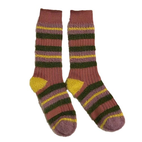 Winter Thick Knit Plaid Colorful Fleece Socks Ins Mink Fleece Outer Warming Mid-Calf Socks Women Home Long Socks