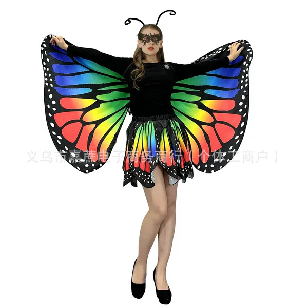 Double-Sided Printed Small Butterfly Suit European and American Butterfly Cape Cape Version Butterfly Dance Skirt Suit Halloween Shawl