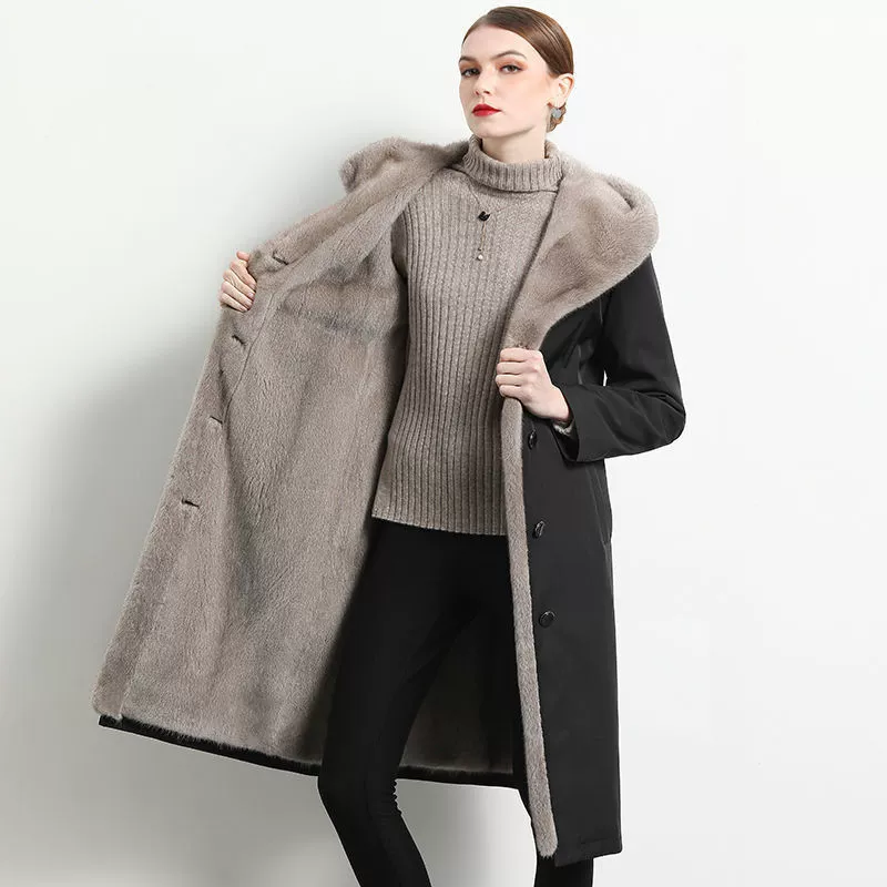 Down coat (women's), mid‑length, European style, warm insulated winter jacket