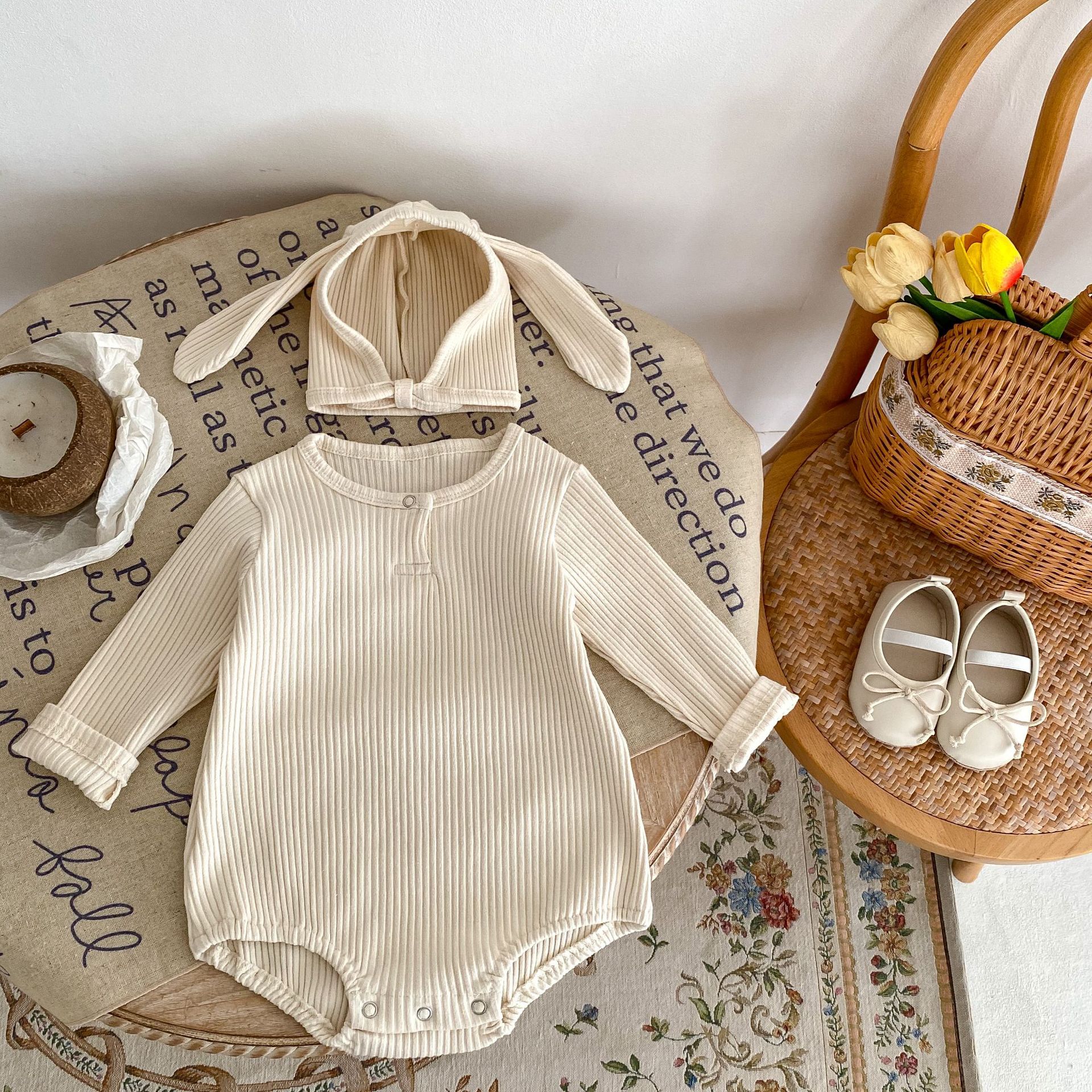 2024 Herbst Mädchen Baby Pit Krawatte Rundhals Langarm Hoodie Overall Dreieck Kletteranzug mit Hut inklusive_voghion.com