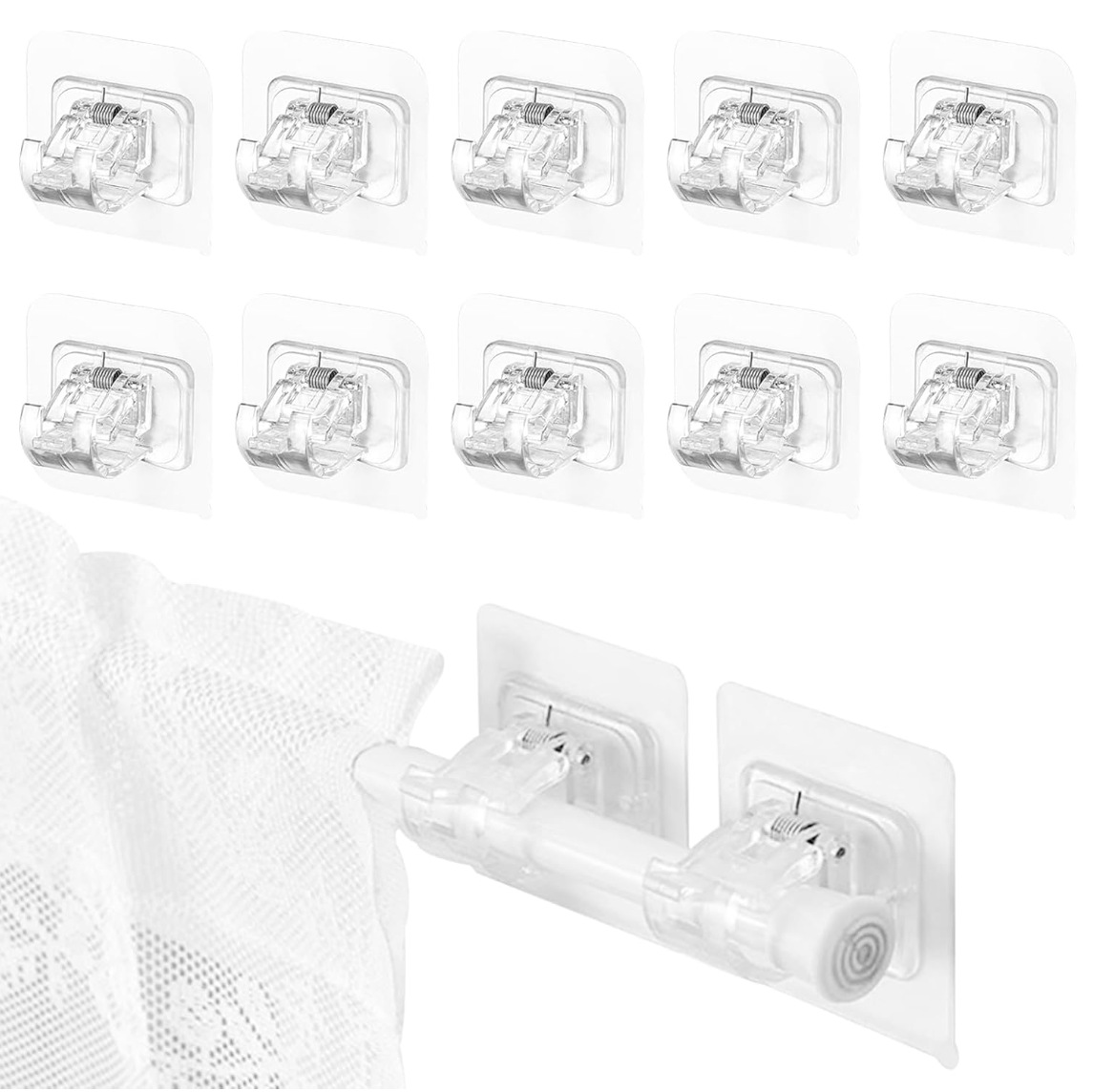 gancho de barra de cortina fijador de clip de barra de cortina sin agujeros de pegado tipo soporte clip de barra transversal cortina de puerta telescópico gancho adhesivo