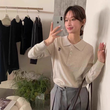 十三行IMISS家！含羊毛兔绒~2025秋款减龄刺绣polo领针织衫毛衣女
