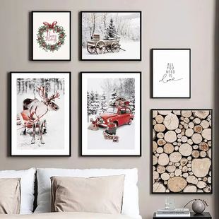All cross-border foreign trade platforms specialize in sending Christmas paintings, snow scenery, bedroom, living room, canvas painting, decorative painting cores