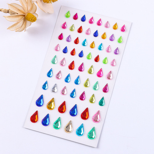 Multi-color optional new DIY water drop-shaped acrylic transparent eye tail teardrop personalized makeup decorative gem diamond stickers