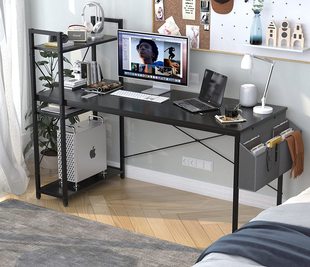 Simple modern design study writing desk with storage bag, corner table study corner for home office