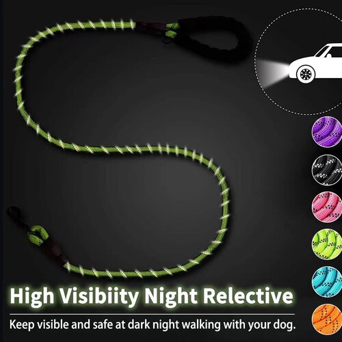 Pet supplies reflective multi-color nylon round rope dog leash dog pull strap foam pull hand large dog dog leash