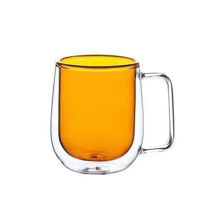 Los fabricantes suministran aislamiento térmico borosilicato de doble capa de vidrio grande del vientre taza resistente al calor taza de café de color de una sola capa creativa