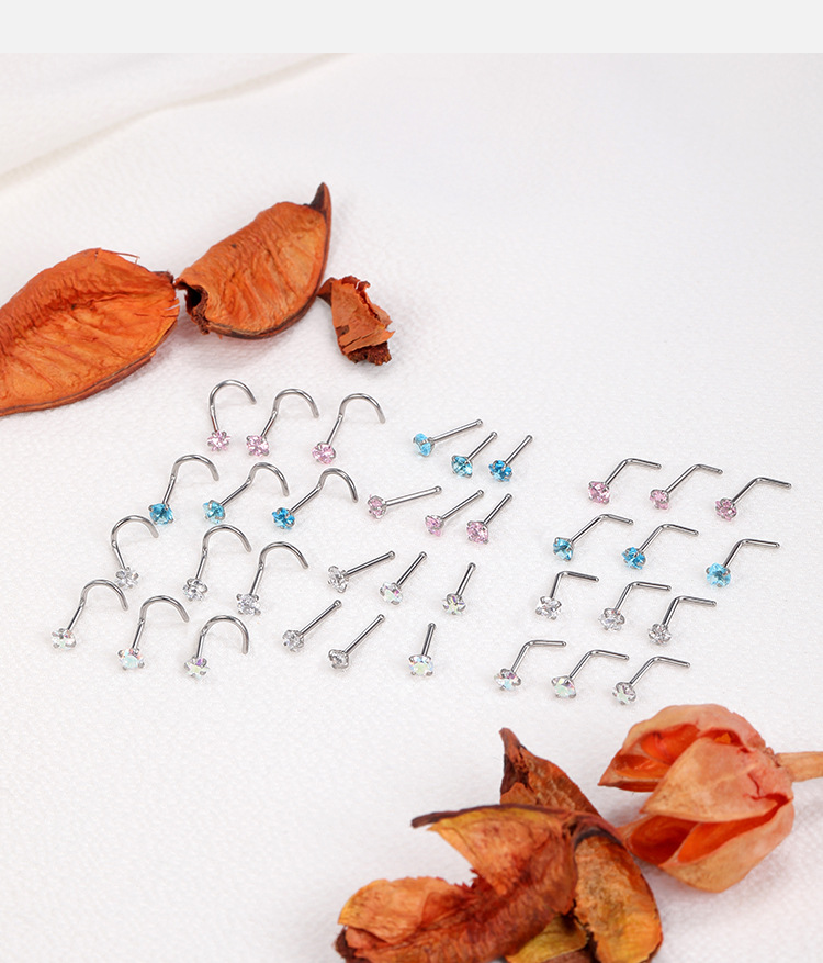 Stainless Steel Zircon Nose Stud Star Heart Shape Nose Piercing Jewelry Wholesale detail image 7