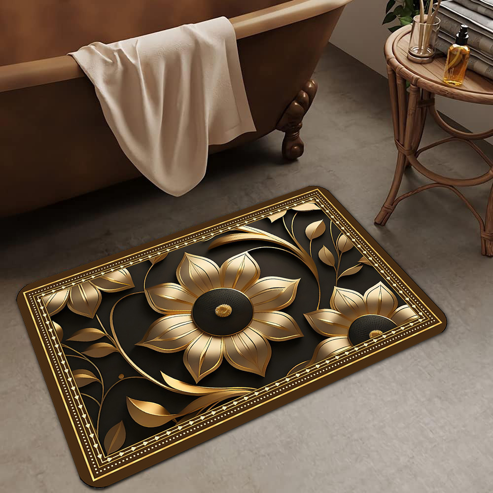 Alfombrilla de barro de diatomeas de flores tridimensionales de lujo ligero transfronterizo, alfombrilla de baño, alfombrilla de pie absorbente y antideslizante para el hogar, alfombrilla de entrada