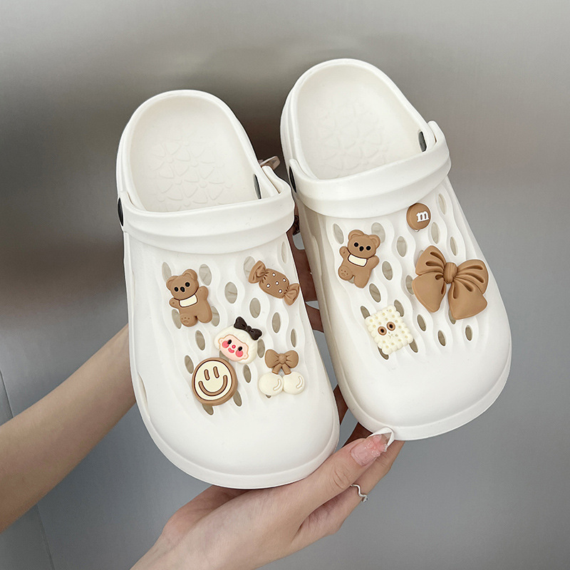 EVA rubber and plastic new women's hole shoes for outdoor wear cute couple soft bottom slippers indoor home thick bottom sandals