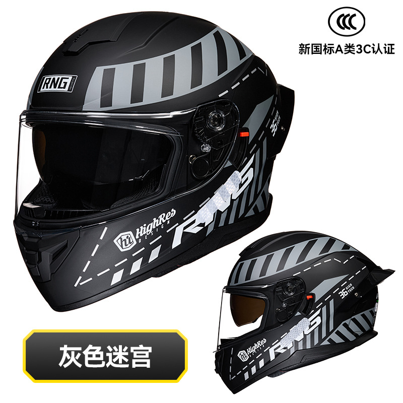 Casco de motocicleta de marca RNG, casco de locomotora de doble lente, casco de motocicleta de cola grande, casco de locomotora eléctrica