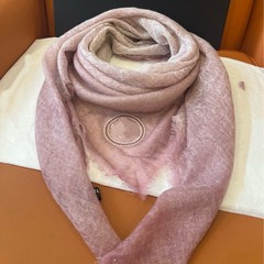 春秋复古扎染水羊绒围巾女士秋季保暖护颈大披肩超薄戒指绒
