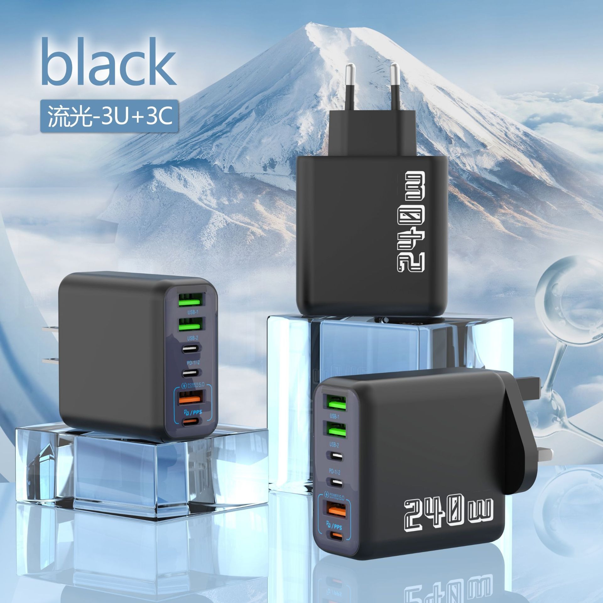 240W Çok Portlu Telefon USB Şarj Cihazı Üç-in-Bir Hızlı Şarj PD Şarj Başlığı Çoklu Delikli iQOO Şarj Başlığı Evrensel