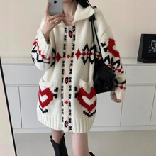秋冬新款韩系复古减龄时髦潮流针织开衫女装宽松大码胖mm毛衣外套
