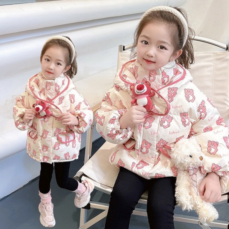女童羽绒服外套冬季2025新款儿童洋气厚宝宝白鸭绒女孩冬装上衣潮