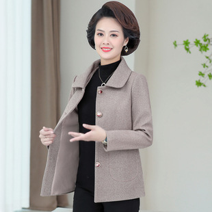New Mother's Spring Dress Western Style Top Middle-aged Women's Autumn and Winter Dress Short Windbreaker Winter Woolen Coat for Middle-aged and Elderly