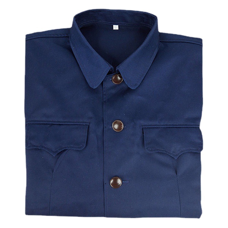 Single-layer spring and autumn middle-aged and elderly Chinese tunic men's military plainclothes coat Chinese style father blue costume a generation of hair