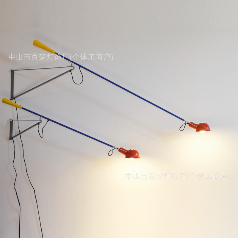 Italian Flos Designer Nordic Bedside Retractable Indoor Rotating Wall Lamp Wall-Mounted Swing Arm Adjustable Long Rod Italian Flos Designer Nordic Bedside Retractable Indoor Rotating Wall Lamp Wall-Mounted Swing Arm Adjustable Long Rod