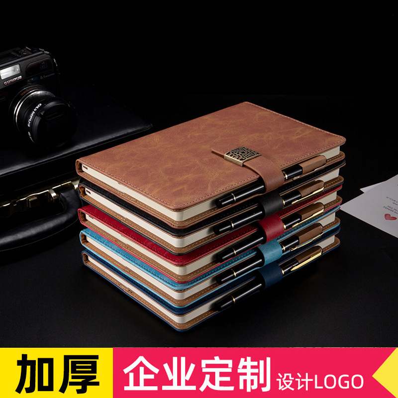 In stock wholesale A5 business notebook window flower buckle notepad gift box suit business loose-leaf notebook logo