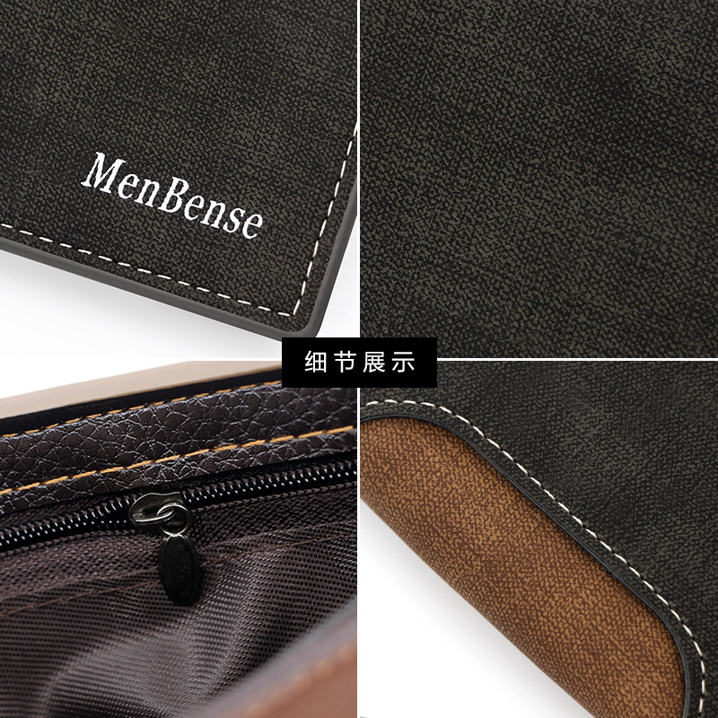 Estilo coreano de los hombres de la cartera corta de cuero de costura esmerilado de gran capacidad de la moneda del bolso de La Moneda titular de la tarjeta CERTIFICADO DE Bolso de Los Hombres de la cartera
