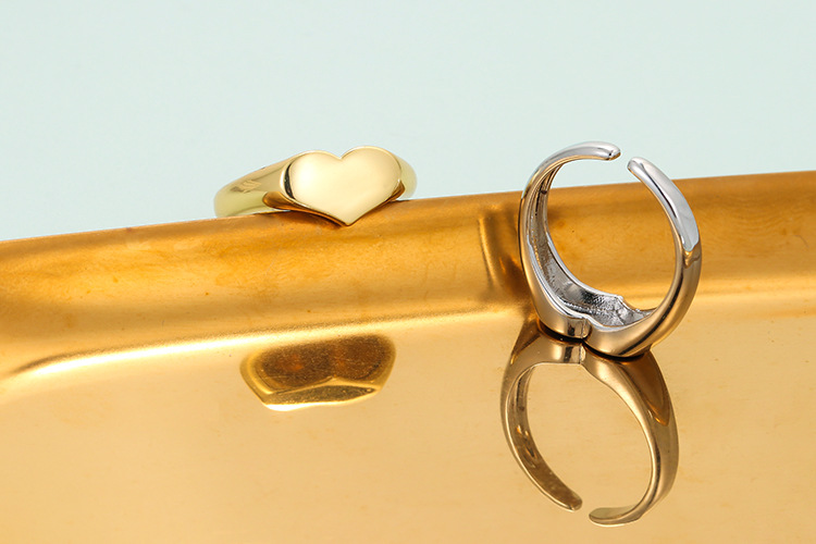 Copper Material Geometric Pattern Fashion Glossy Heart Geometric Copper Ring Wholesale Nihaojewelry