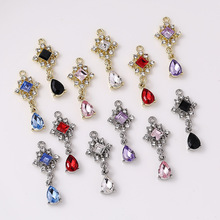 新款diy多色菱形镂空水滴精致甜美项链挂件吊坠合金配件现货批发