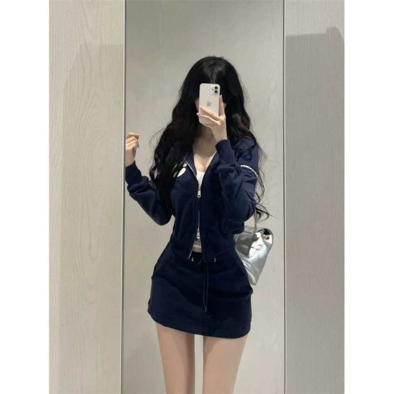 Демисезонный комплект, модная юбка, толстовка, платье, стиль Chanel, интернет-знаменитость