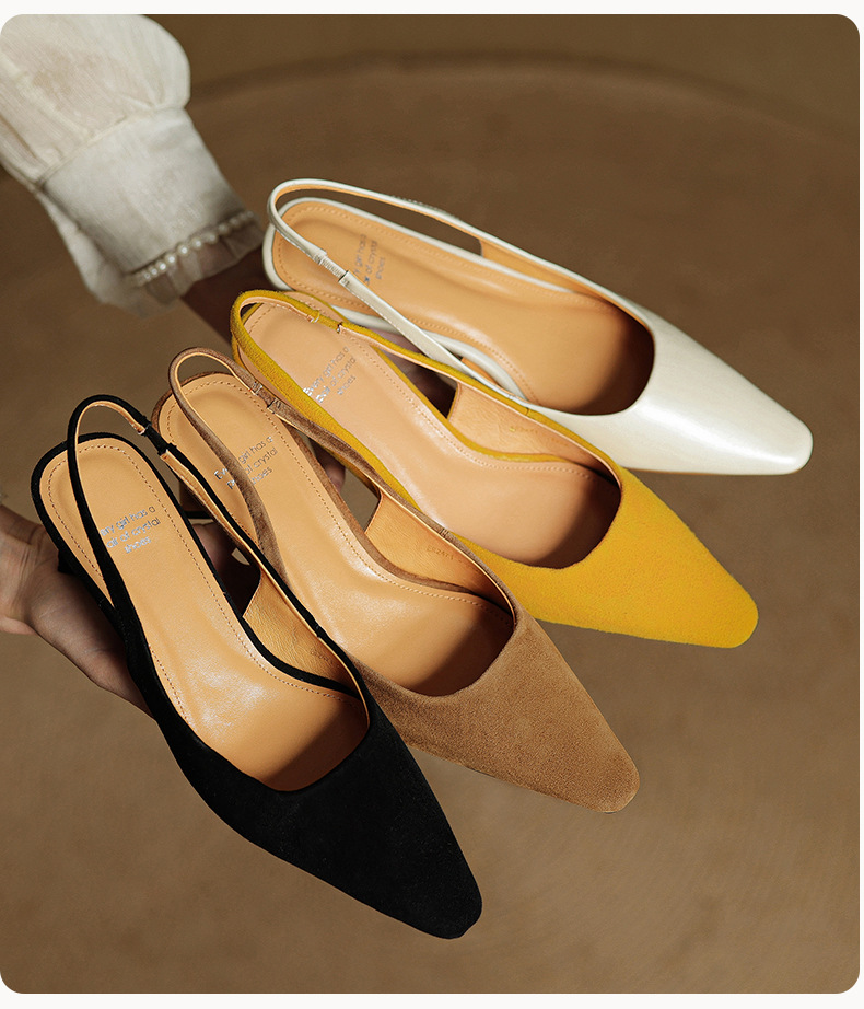 Sandal cao gót nữ hở mũi gót thô 4 cm, phong cách Hàn Quốc, đi làm — đen chi tiết 14