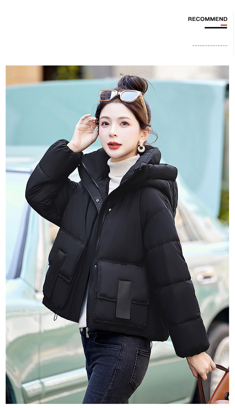 sieviešu īss korejiešu 2024. gada ziemas apģērbs, jauna brīva kokvilnas maza un bieza maizes jaka, moderna dūnu jaka_voghion.com