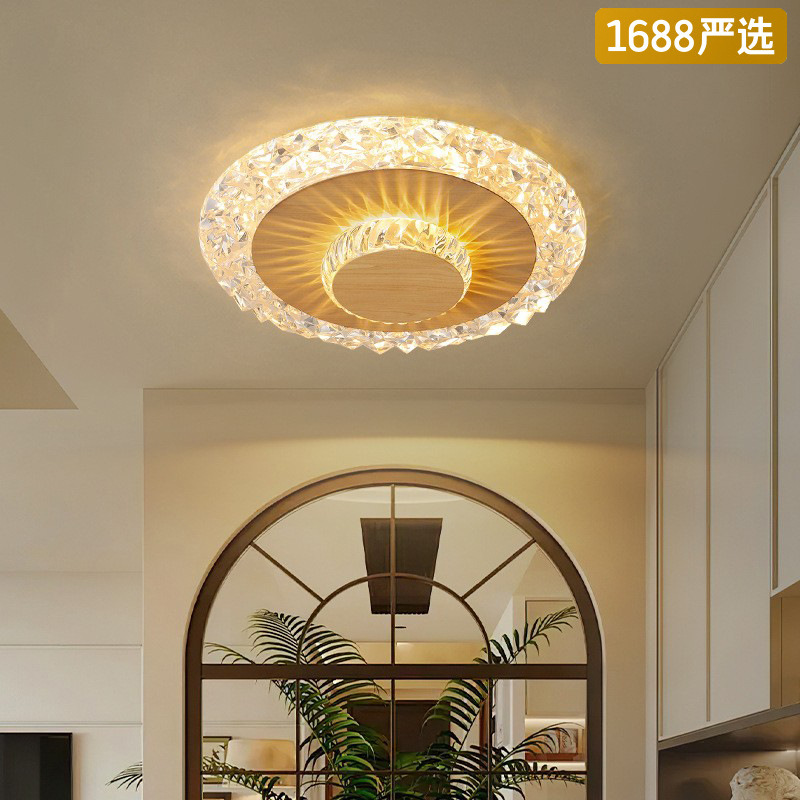 [Selección estricta] lámpara de pasillo lámpara de techo estilo antiguo retro madera creativa lámpara de cristal moderna simple lujosa