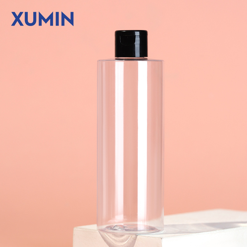 Ashimin 300ml botella de rocío puro PET transparente botella de solapa de mariposa negra/blanca botella cosmética esmerilada botella de tapa negra tonta image 8
