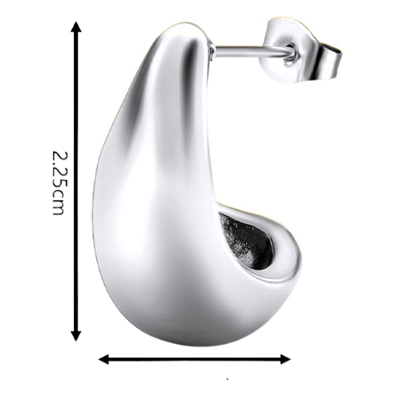 Transfronterizo europeo y americano simple todo-fósforo de las mujeres 18k de oro real de acero inoxidable pendientes de lujo de moda de alta gama