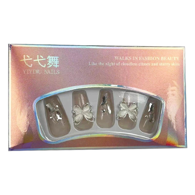 Yi danza de uñas de desgaste largo pegatinas diamante parche de uñas terminado uñas falsas en línea celebridad mismo estilo parche desmontable