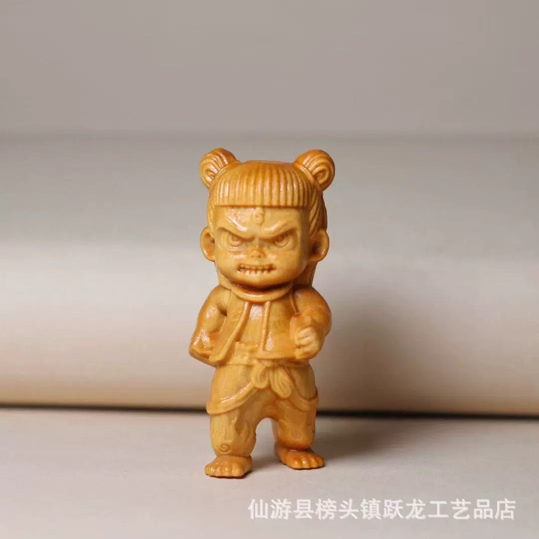 Carved cartoon cute table pendant Sichuan thuja from natural wood with animals, handle, pen, Birthday gift