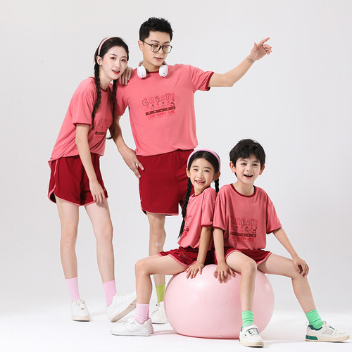 Boys' Summer Outfit Set 2025 New Children's Casual Summer Short-sleeve Girls' Sports T-shirt Parent-Child Style Trendy Kids' Clothing