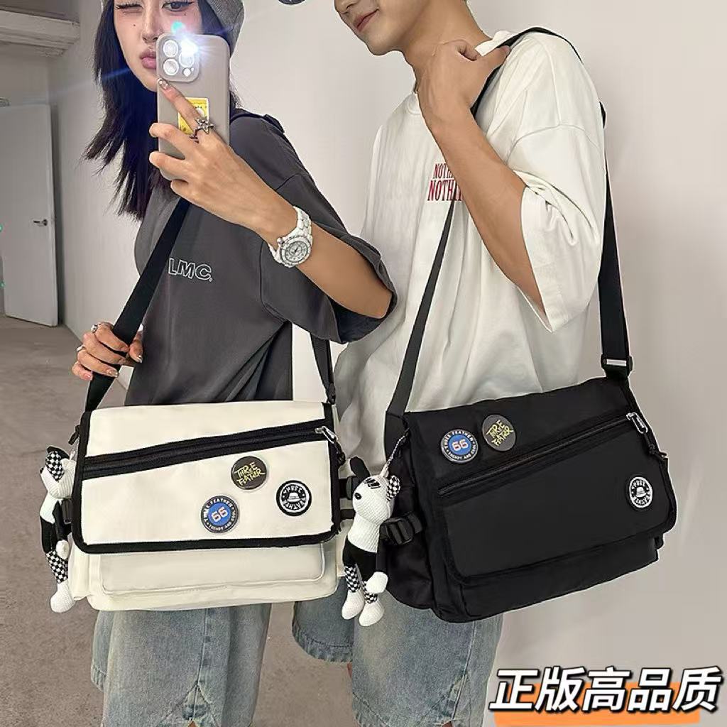Men's Shoulder Bag Japanese Casual Simple Crossbody Bag Campus Junior High School Student Workwear Trendy Women's Large Capacity Tutoring Bag