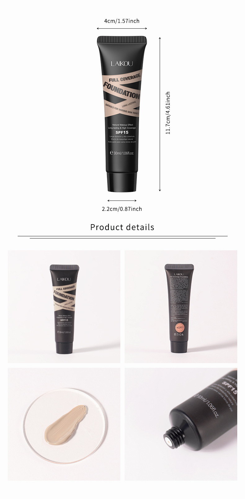 Laicome Foundation 30g(Tube) does not smudge makeup, enhances makeup and brightens skin. 9-color cosmetics sent in one piece undefined