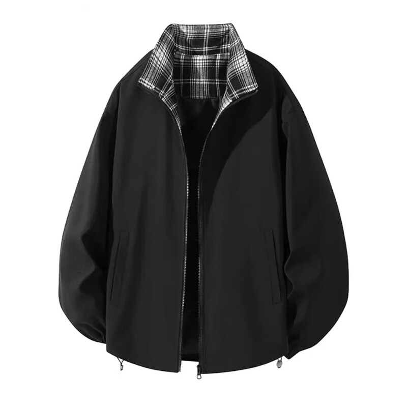 Fitcheck Plaid Splicing Jacket Men's Spring & Fall Retro Design Hooded Top American Lapel Couple Jacket