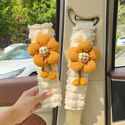 for Women and Children – Seat belt shoulder pad - 2-puff-shoulder-pads-turmeric-sunflower