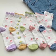 花邊襪子女夏天薄款透氣ins潮日系軟萌少女襪可愛學生中筒網眼襪