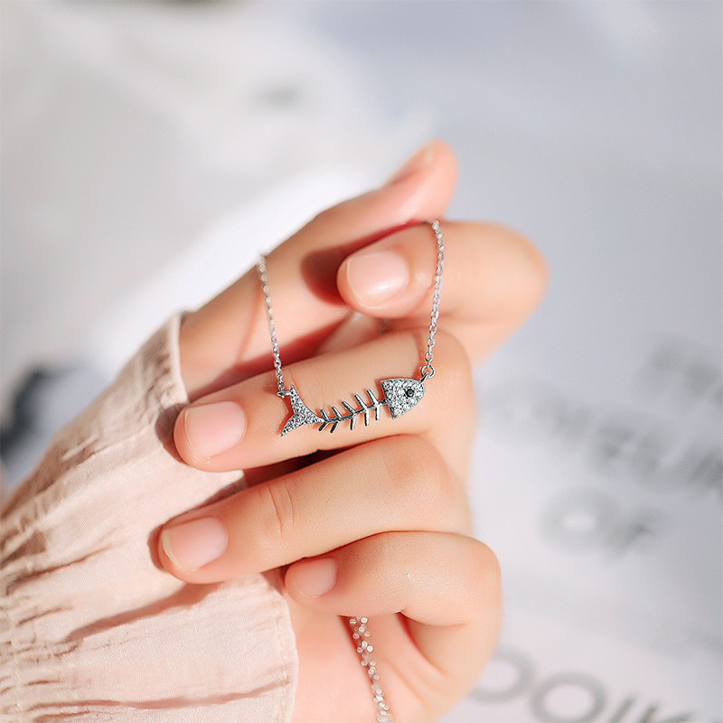 1193 # 실버 생선뼈 목걸이