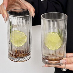 Ins風グラスシンプルなストライプジュース冷たい飲み物カップネット赤ガラスコップフルーツカップ氷アメリカコーヒーカップ