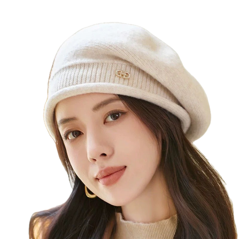 Strickbarett Für Damen Herbst Winter Modischer Warmer Wollhut_voghion.com
